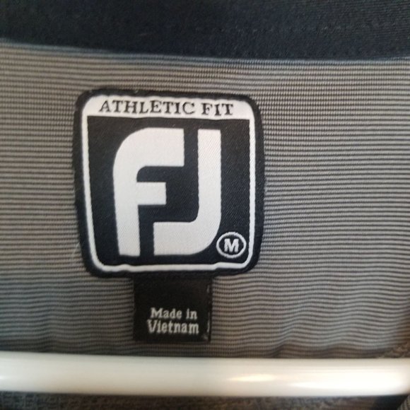 FootJoy Mens M Black Gray Striped Short Sleeves At - Picture 6 of 8